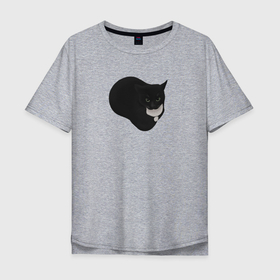Мужская футболка хлопок Oversize с принтом Maxwell cat в Санкт-Петербурге, 100% хлопок | свободный крой, круглый ворот, “спинка” длиннее передней части | 