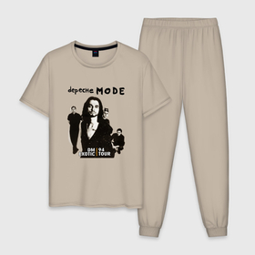 Мужская пижама хлопок с принтом Depeche Mode   Exotic Tour 1994 Band в Санкт-Петербурге, 100% хлопок | брюки и футболка прямого кроя, без карманов, на брюках мягкая резинка на поясе и по низу штанин
 | 