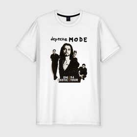 Мужская футболка хлопок Slim с принтом Depeche Mode   Exotic Tour 1994 Band в Курске, 92% хлопок, 8% лайкра | приталенный силуэт, круглый вырез ворота, длина до линии бедра, короткий рукав | Тематика изображения на принте: 