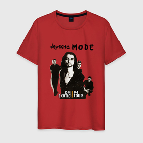 Мужская футболка хлопок с принтом Depeche Mode   Exotic Tour 1994 Band в Курске, 100% хлопок | прямой крой, круглый вырез горловины, длина до линии бедер, слегка спущенное плечо. | Тематика изображения на принте: 