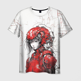 Мужская футболка 3D с принтом Девушка в кибернетической броне в Курске, 100% полиэфир | прямой крой, круглый вырез горловины, длина до линии бедер | Тематика изображения на принте: 