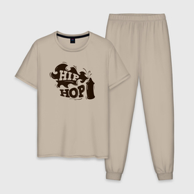 Мужская пижама хлопок с принтом Хип хоп граффити в Кировске, 100% хлопок | брюки и футболка прямого кроя, без карманов, на брюках мягкая резинка на поясе и по низу штанин
 | 