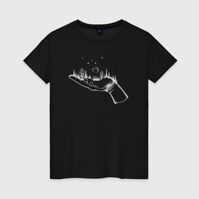 Женская футболка хлопок с принтом Ручная природа в Курске, 100% хлопок | прямой крой, круглый вырез горловины, длина до линии бедер, слегка спущенное плечо | 