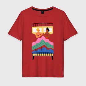 Мужская футболка хлопок Oversize с принтом In love в Курске, 100% хлопок | свободный крой, круглый ворот, “спинка” длиннее передней части | 