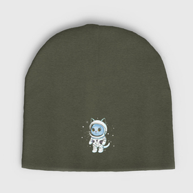 Мужская шапка демисезонная с принтом Котик в космосе в Санкт-Петербурге,  |  | Тематика изображения на принте: 