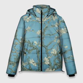 Мужская зимняя куртка 3D с принтом Цветущие ветки миндаля   картина ван Гога в Курске, верх — 100% полиэстер; подкладка — 100% полиэстер; утеплитель — 100% полиэстер | длина ниже бедра, свободный силуэт Оверсайз. Есть воротник-стойка, отстегивающийся капюшон и ветрозащитная планка. 

Боковые карманы с листочкой на кнопках и внутренний карман на молнии. | 