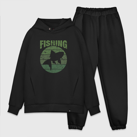 Мужской костюм oversize хлопок с принтом Fishing и рыба в круге для рыбака в Новосибирске,  |  | Тематика изображения на принте: 