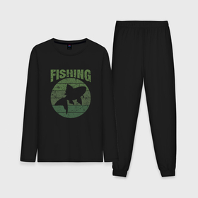Мужская пижама с лонгсливом хлопок с принтом Fishing и рыба в круге для рыбака в Белгороде,  |  | 