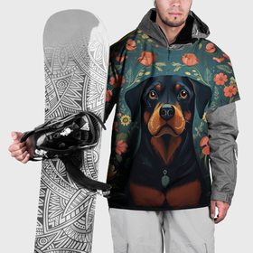 Накидка на куртку 3D с принтом Ротвейлер в стиле фолк арт в Кировске, 100% полиэстер |  | Тематика изображения на принте: 