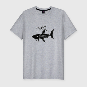 Мужская футболка хлопок Slim с принтом Трайбл акула с надписью shark в Екатеринбурге, 92% хлопок, 8% лайкра | приталенный силуэт, круглый вырез ворота, длина до линии бедра, короткий рукав | 