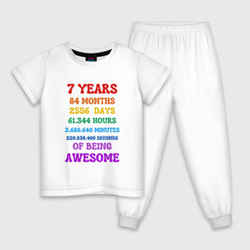 Детская пижама хлопок с принтом Семь лет в цифрах   исчислении по месяцам   дням    часам   минутам   секундам в Курске, 100% хлопок |  брюки и футболка прямого кроя, без карманов, на брюках мягкая резинка на поясе и по низу штанин
 | 