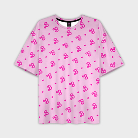 Мужская футболка oversize 3D с принтом Розовый паттерн   Барби и сердечки в Петрозаводске,  |  | Тематика изображения на принте: 
