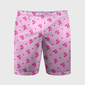 Мужские шорты спортивные с принтом Розовый паттерн   Барби и сердечки в Петрозаводске,  |  | Тематика изображения на принте: 