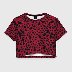 Женская футболка Crop-top 3D с принтом Пурпурно красный пятнистый , 100% полиэстер | круглая горловина, длина футболки до линии талии, рукава с отворотами | Тематика изображения на принте: 