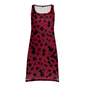 Платье-майка 3D с принтом Пурпурно красный пятнистый в Тюмени, 100% полиэстер | полуприлегающий силуэт, широкие бретели, круглый вырез горловины, удлиненный подол сзади. | 