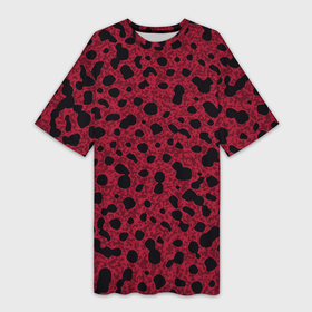 Платье-футболка 3D с принтом Пурпурно красный пятнистый ,  |  | Тематика изображения на принте: 