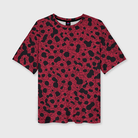 Женская футболка oversize 3D с принтом Пурпурно красный пятнистый ,  |  | Тематика изображения на принте: 