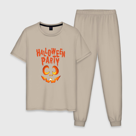 Мужская пижама хлопок с принтом Хэллоуин, осенняя вечеринка в Тюмени, 100% хлопок | брюки и футболка прямого кроя, без карманов, на брюках мягкая резинка на поясе и по низу штанин
 | 