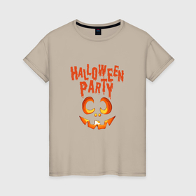 Женская футболка хлопок с принтом Хэллоуин, осенняя вечеринка в Новосибирске, 100% хлопок | прямой крой, круглый вырез горловины, длина до линии бедер, слегка спущенное плечо | 