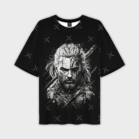 Мужская футболка oversize 3D с принтом Ведьмак на фоне мечей в Курске,  |  | 