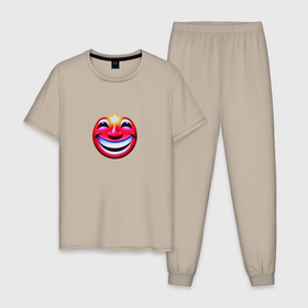 Мужская пижама хлопок с принтом Голливудская улыбка в Новосибирске, 100% хлопок | брюки и футболка прямого кроя, без карманов, на брюках мягкая резинка на поясе и по низу штанин
 | Тематика изображения на принте: 