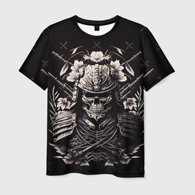 Мужская футболка 3D с принтом Дух японского самурая в Петрозаводске, 100% полиэфир | прямой крой, круглый вырез горловины, длина до линии бедер | Тематика изображения на принте: 