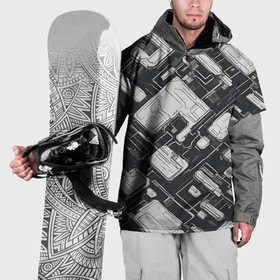 Накидка на куртку 3D с принтом Полосы Чёрно белые киберпанк в Тюмени, 100% полиэстер |  | Тематика изображения на принте: 