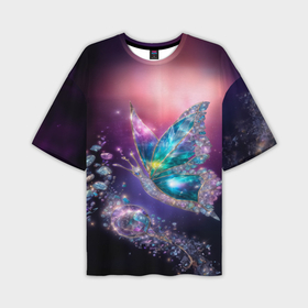 Мужская футболка oversize 3D с принтом Бабочка и волшебные кристаллы в Курске,  |  | Тематика изображения на принте: 