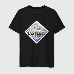 Мужская футболка хлопок с принтом Las Vegas в Кировске, 100% хлопок | прямой крой, круглый вырез горловины, длина до линии бедер, слегка спущенное плечо. | 