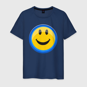 Мужская футболка хлопок с принтом Смайлик улыбающийся эмодзи , 100% хлопок | прямой крой, круглый вырез горловины, длина до линии бедер, слегка спущенное плечо. | 