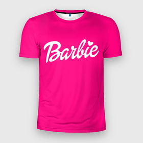 Мужская футболка 3D Slim с принтом Барби розовая в Тюмени, 100% полиэстер с улучшенными характеристиками | приталенный силуэт, круглая горловина, широкие плечи, сужается к линии бедра | 