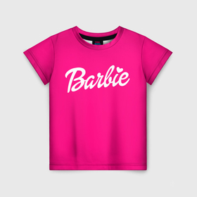 Детская футболка 3D с принтом Барби розовая , 100% гипоаллергенный полиэфир | прямой крой, круглый вырез горловины, длина до линии бедер, чуть спущенное плечо, ткань немного тянется | 