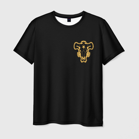 Мужская футболка 3D с принтом Чёрный клевер   форма быка в Тюмени, 100% полиэфир | прямой крой, круглый вырез горловины, длина до линии бедер | 