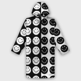 Мужской дождевик 3D с принтом Smiley black and white в Тюмени,  |  | 