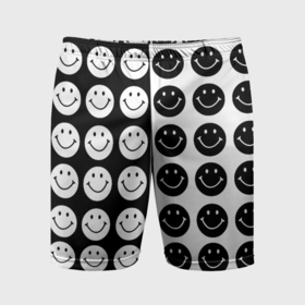 Мужские шорты спортивные с принтом Smiley black and white в Екатеринбурге,  |  | 