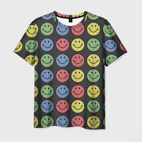 Мужская футболка 3D с принтом Smiley в Белгороде, 100% полиэфир | прямой крой, круглый вырез горловины, длина до линии бедер | 