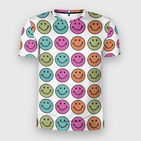 Мужская футболка 3D Slim с принтом Smiley face в Кировске, 100% полиэстер с улучшенными характеристиками | приталенный силуэт, круглая горловина, широкие плечи, сужается к линии бедра | 