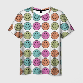 Мужская футболка 3D с принтом Smiley face в Белгороде, 100% полиэфир | прямой крой, круглый вырез горловины, длина до линии бедер | 