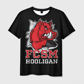 Мужская футболка 3D с принтом FCSM hooligan в Кировске, 100% полиэфир | прямой крой, круглый вырез горловины, длина до линии бедер | 
