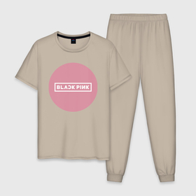 Мужская пижама хлопок с принтом Black pink   emblem   group в Санкт-Петербурге, 100% хлопок | брюки и футболка прямого кроя, без карманов, на брюках мягкая резинка на поясе и по низу штанин
 | Тематика изображения на принте: 
