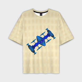 Мужская футболка oversize 3D с принтом Космическая станция из синего металла в Курске,  |  | Тематика изображения на принте: 