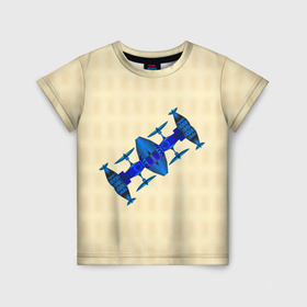 Детская футболка 3D с принтом Космическая станция из синего металла в Кировске, 100% гипоаллергенный полиэфир | прямой крой, круглый вырез горловины, длина до линии бедер, чуть спущенное плечо, ткань немного тянется | 