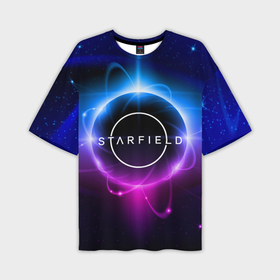 Мужская футболка oversize 3D с принтом Starfield space logo в Петрозаводске,  |  | 