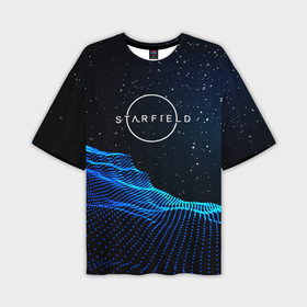 Мужская футболка oversize 3D с принтом Space logo Starfield в Петрозаводске,  |  | 