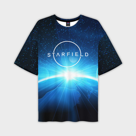 Мужская футболка oversize 3D с принтом Logo Starfield space в Петрозаводске,  |  | 