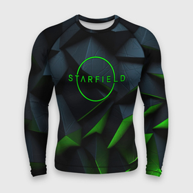 Мужской рашгард 3D с принтом Starfield black green logo в Курске,  |  | 