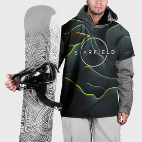Накидка на куртку 3D с принтом Starfield logo green texture в Петрозаводске, 100% полиэстер |  | 