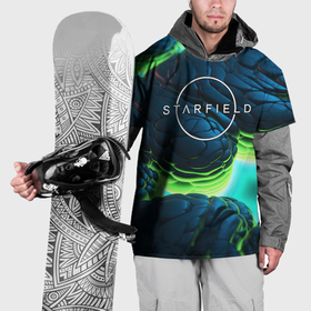 Накидка на куртку 3D с принтом Starfield blue green logo в Петрозаводске, 100% полиэстер |  | 