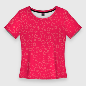 Женская футболка 3D Slim с принтом Маленькие звёздочки красно розовый ,  |  | 