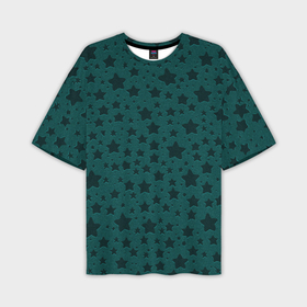 Мужская футболка oversize 3D с принтом Звёзды чёрно зелёный ,  |  | 